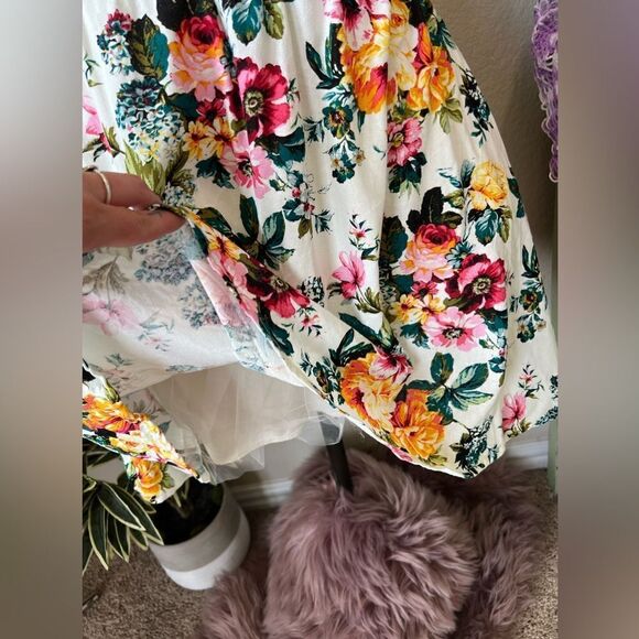 Emerald Sundae Pink Maroon Yellow Linen Blend Fit & Flare Dress Sz 7 Feminine - Picture 4 of 13